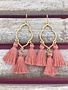 Gold and Pink Tassel Earrings