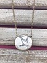 White Marbled Oval Necklace with Gold Chain