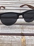 Polarized Black Silver Rimmed Sunglasses with Wood