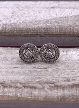 Sterling Silver Round Studs with Cubic Zirconia