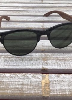 Polarized Black Rimmed Sunglasses with Wood