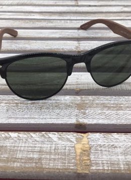 Polarized Black Rimmed Sunglasses with Wood