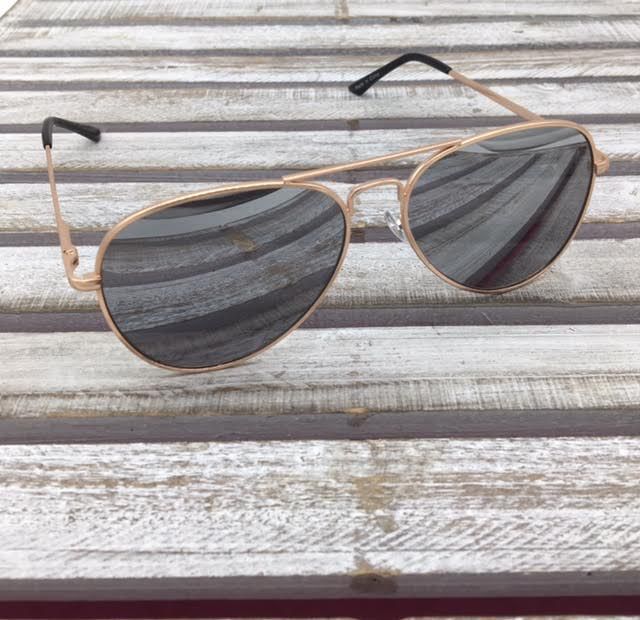 Gold Aviator Sunglasses with Gray Lenses