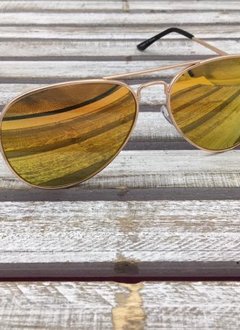 Gold Aviator Sunglasses with Orange Lenses