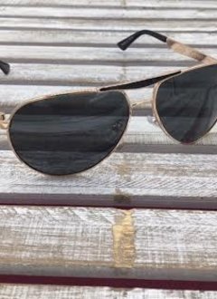 Polarized Aviator Sunglasses Black and Gold