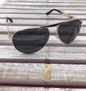 Polarized Aviator Sunglasses Black and Gold