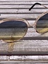 Rose Gold Frame with Navy Blue on Top and Yellow on Bottom Lenses