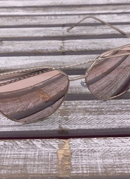 Rose Gold Cat Eye Frame Sunglasses with Pink Lenses