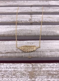 Gold Leaf Pendant with Cubic Zirconia Stones