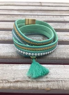 Mint Wrap Bracelet with Gold Magnetic Closure