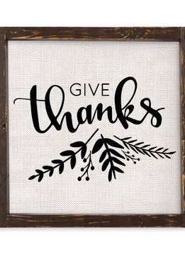 Give Thanks Linen Sign