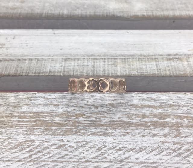 Stainless Steel Rose Gold Hearts Ring