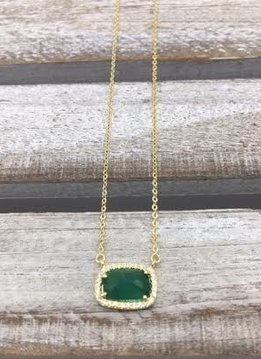 Sterling Silver Gold Plated Green Rectangle Austrian Crystal Pendant