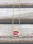 Sterling Silver Gold Plated Dark Pink Rectangle Austrian Crystal Pendant