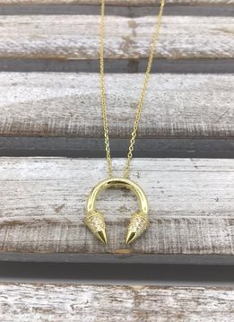 Italian Sterling Silver Gold Plated Horse Shoe Necklace