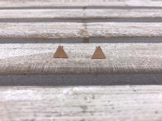Stainless Steel Rose Gold Triangle Earrings
