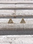 Stainless Steel Cubic Zirconia Gold Pave Triangle Earrings