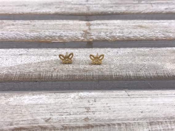 Stainless Steel Gold Hollow Butterfly Earrings