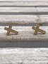 Stainless Steel Gold Cross Earrings with Cubic Zirconia