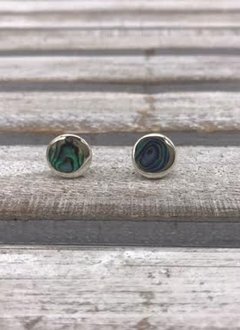 Sterling Silver Abalone Shell Round Earrings