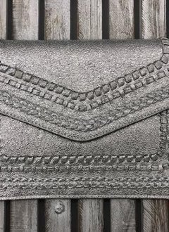 Silver Embroidered Purse Clutch