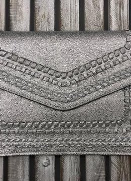 Silver Embroidered Purse Clutch