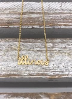 Gold Illinois Script Necklace