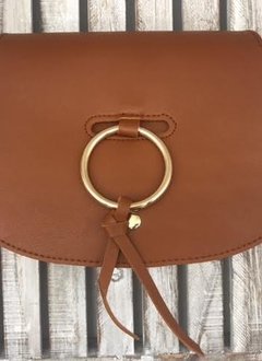 Ring Accent Classy Flap Crossbody in Camel