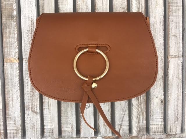Ring Accent Classy Flap Crossbody in Camel