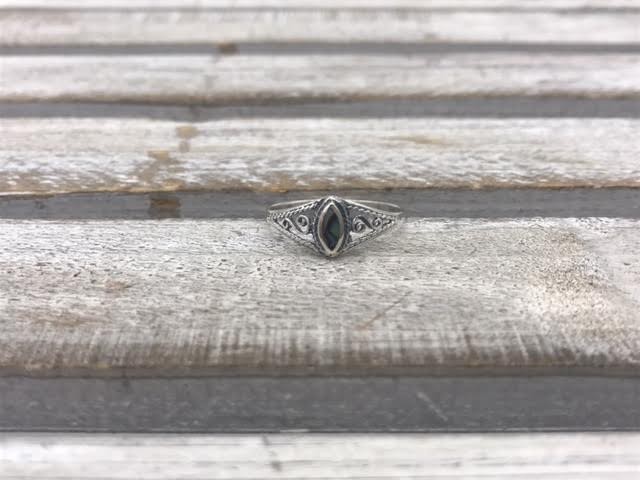 Sterling Silver Abalone Shell Filigree Ring