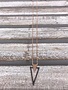 Sterling Silver Rose Gold Plated Triangle Pendant with Black Cubic Zirconia