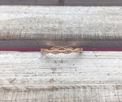 Sterling Silver Rose Gold Cubic Zirconia Eternity Band