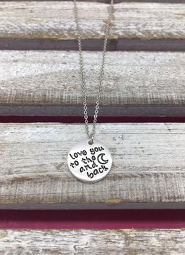 Round Engraved Silver “I Love You to The Moon and Back” Necklace