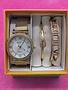 Gold Roman Numeral Dial Watch And Bracelet Set