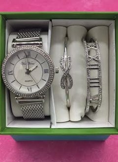 Silver Roman Numeral Dial Watch And Bracelet Set