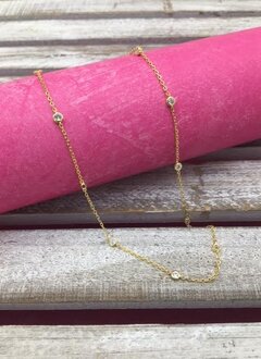 Sterling Silver Gold Bezel Set Cubic Zirconia Necklace