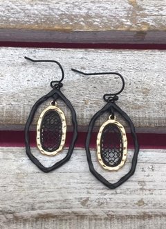 Black and Gold Oval Layered Earrings