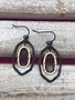 Black and Gold Oval Layered Earrings