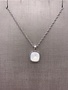 Forever Crystals Silver Bezeled Cushion Cut White Opal Pendant