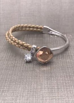 Forever Crystals Cushion Cut Rose Gold and Beige Bracelet