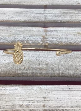 Gold Pineapple Bangle Bracelet with Rhinestone