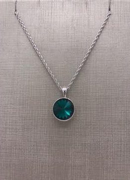 Forever Crystals Silver Pendant Bezel Rivoli Emerald