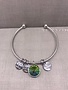 Forever Crystals Memoir Silver Open Bangle Dark Blue