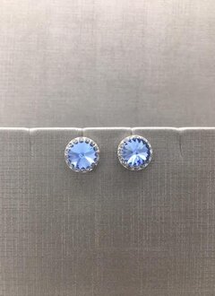 Forever Crystals Halo Light Sapphire Earrings