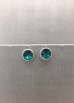 Forever Crystals Halo Emerald Earrings