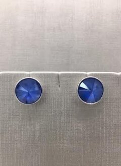 Forever Crystals Silver Forever Stud XL Blue Sapphire Earring