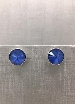 Forever Crystals Silver Forever Stud XL Blue Sapphire Earring