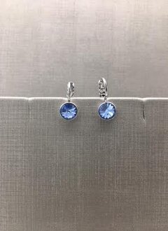 Forever Crystals Silver Petite Huggie Light Blue Sapphire Earrings