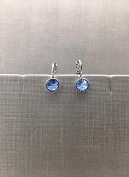 Forever Crystals Silver Petite Huggie Light Blue Sapphire Earrings