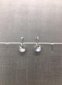 Forever Crystals Silver Petite Huggie Clear Crystal Earrings